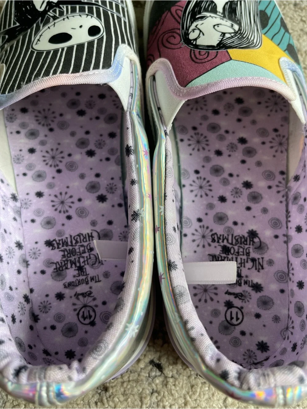 The Nightmare Before Christmas Sally and Jack Skellington Slip On Shoes